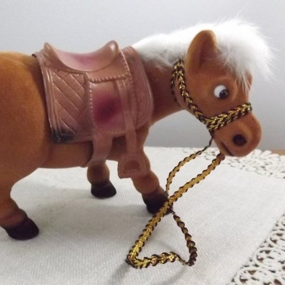 Brown Flocked Pony, Carnival Prize Horse - Picture 1 of 9